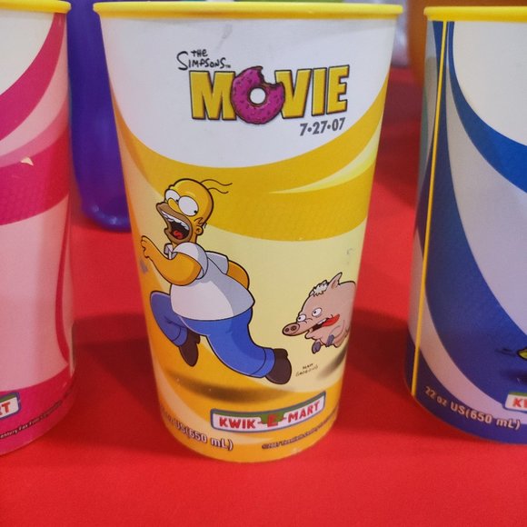 Simpsons Movie Kwik-Mart Slurpee plastic cups Homer Maggie Bart - Picture 3 of 5